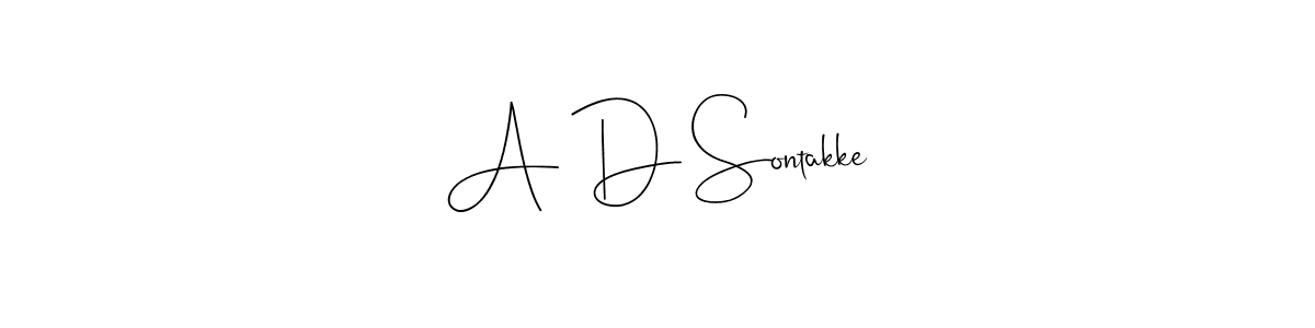 How to make A D Sontakke name signature. Use Andilay-7BmLP style for creating short signs online. This is the latest handwritten sign. A D Sontakke signature style 4 images and pictures png