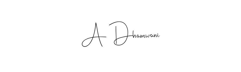 if you are searching for the best signature style for your name A Dhamwani. so please give up your signature search. here we have designed multiple signature styles  using Andilay-7BmLP. A Dhamwani signature style 4 images and pictures png