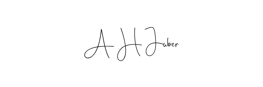 How to make A H Jaber name signature. Use Andilay-7BmLP style for creating short signs online. This is the latest handwritten sign. A H Jaber signature style 4 images and pictures png