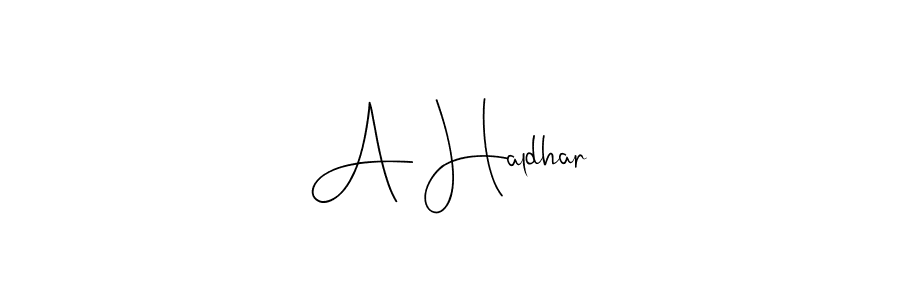 How to make A Haldhar name signature. Use Andilay-7BmLP style for creating short signs online. This is the latest handwritten sign. A Haldhar signature style 4 images and pictures png