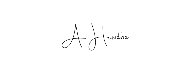 How to make A Hamdha name signature. Use Andilay-7BmLP style for creating short signs online. This is the latest handwritten sign. A Hamdha signature style 4 images and pictures png