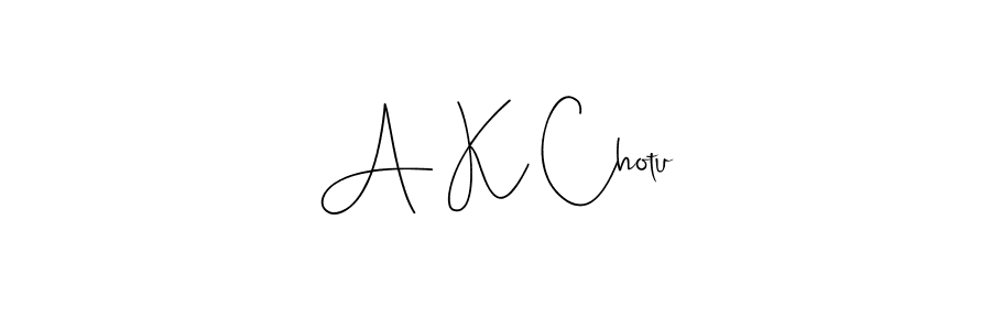 Also You can easily find your signature by using the search form. We will create A K Chotu name handwritten signature images for you free of cost using Andilay-7BmLP sign style. A K Chotu signature style 4 images and pictures png