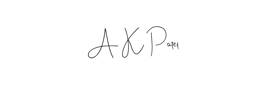 The best way (Andilay-7BmLP) to make a short signature is to pick only two or three words in your name. The name A K Patel include a total of six letters. For converting this name. A K Patel signature style 4 images and pictures png