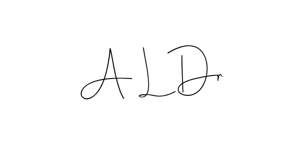 How to make A L Dr name signature. Use Andilay-7BmLP style for creating short signs online. This is the latest handwritten sign. A L Dr signature style 4 images and pictures png