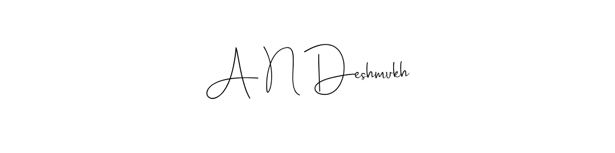 The best way (Andilay-7BmLP) to make a short signature is to pick only two or three words in your name. The name A N Deshmukh include a total of six letters. For converting this name. A N Deshmukh signature style 4 images and pictures png