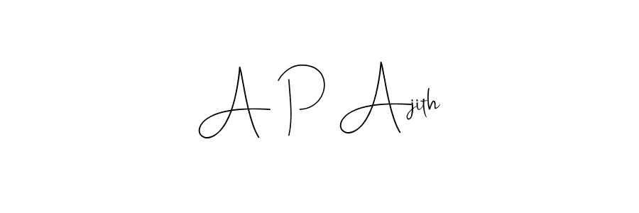 The best way (Andilay-7BmLP) to make a short signature is to pick only two or three words in your name. The name A P Ajith include a total of six letters. For converting this name. A P Ajith signature style 4 images and pictures png