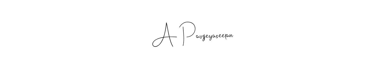Make a beautiful signature design for name A Pauljeyaseelan. With this signature (Andilay-7BmLP) style, you can create a handwritten signature for free. A Pauljeyaseelan signature style 4 images and pictures png