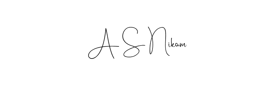 Make a beautiful signature design for name A S Nikam. With this signature (Andilay-7BmLP) style, you can create a handwritten signature for free. A S Nikam signature style 4 images and pictures png