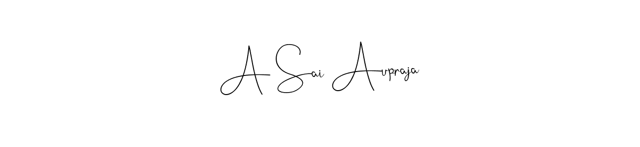 The best way (Andilay-7BmLP) to make a short signature is to pick only two or three words in your name. The name A Sai Aupraja include a total of six letters. For converting this name. A Sai Aupraja signature style 4 images and pictures png