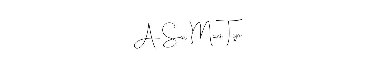 The best way (Andilay-7BmLP) to make a short signature is to pick only two or three words in your name. The name A Sai Mani Teja include a total of six letters. For converting this name. A Sai Mani Teja signature style 4 images and pictures png