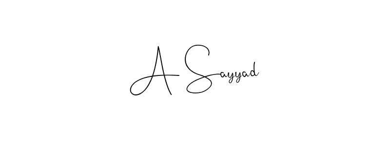 The best way (Andilay-7BmLP) to make a short signature is to pick only two or three words in your name. The name A Sayyad include a total of six letters. For converting this name. A Sayyad signature style 4 images and pictures png