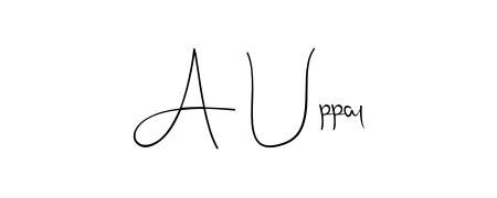 A modern signature idea for name A Uppal using Andilay-7BmLP font. Clean strokes and elegant curves make it stand out instantly. A Uppal signature style 4 images and pictures png