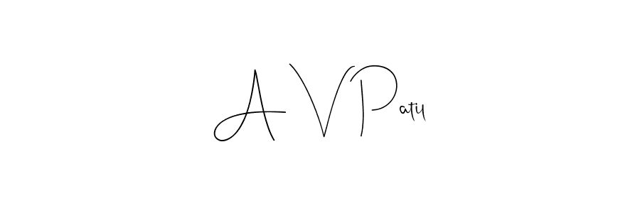 Design your own signature with our free online signature maker. With this signature software, you can create a handwritten (Andilay-7BmLP) signature for name A V Patil. A V Patil signature style 4 images and pictures png