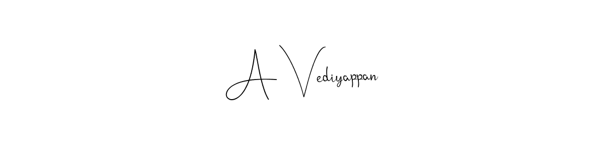 The best way (Andilay-7BmLP) to make a short signature is to pick only two or three words in your name. The name A Vediyappan include a total of six letters. For converting this name. A Vediyappan signature style 4 images and pictures png