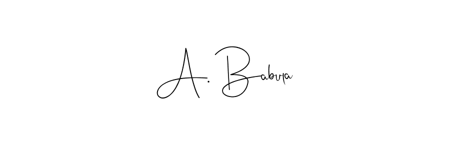 How to make A. Babula name signature. Use Andilay-7BmLP style for creating short signs online. This is the latest handwritten sign. A. Babula signature style 4 images and pictures png