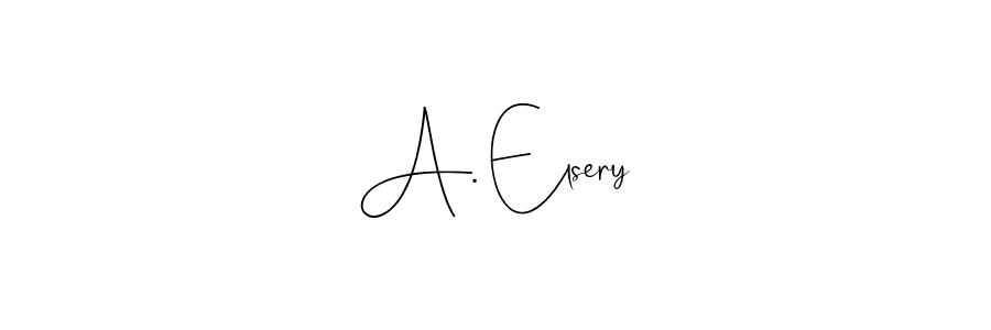 This is the best signature style for the A. Elsery name. Also you like these signature font (Andilay-7BmLP). Mix name signature. A. Elsery signature style 4 images and pictures png