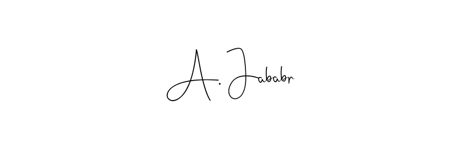 if you are searching for the best signature style for your name A. Jababr. so please give up your signature search. here we have designed multiple signature styles  using Andilay-7BmLP. A. Jababr signature style 4 images and pictures png