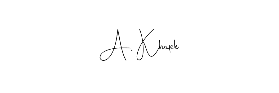 Also You can easily find your signature by using the search form. We will create A. Khalek name handwritten signature images for you free of cost using Andilay-7BmLP sign style. A. Khalek signature style 4 images and pictures png