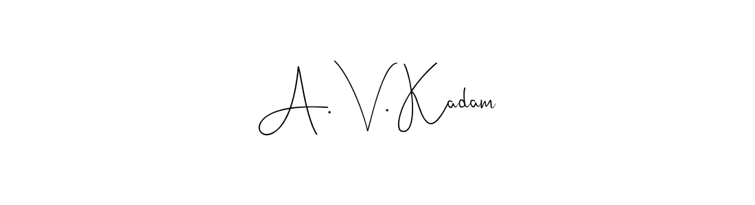 The best way (Andilay-7BmLP) to make a short signature is to pick only two or three words in your name. The name A. V. Kadam include a total of six letters. For converting this name. A. V. Kadam signature style 4 images and pictures png