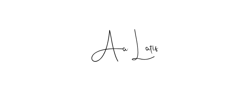 How to make Aa Latif name signature. Use Andilay-7BmLP style for creating short signs online. This is the latest handwritten sign. Aa Latif signature style 4 images and pictures png