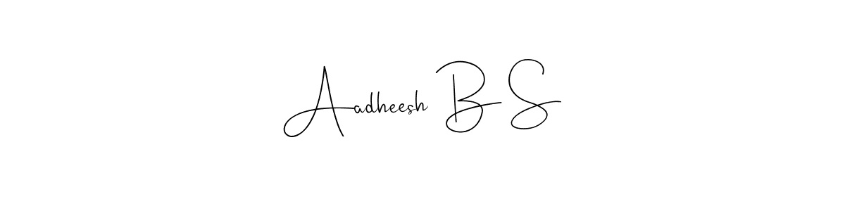 The best way (Andilay-7BmLP) to make a short signature is to pick only two or three words in your name. The name Aadheesh B S include a total of six letters. For converting this name. Aadheesh B S signature style 4 images and pictures png