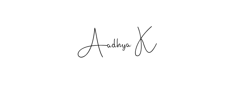 Aadhya K stylish signature style. Best Handwritten Sign (Andilay-7BmLP) for my name. Handwritten Signature Collection Ideas for my name Aadhya K. Aadhya K signature style 4 images and pictures png