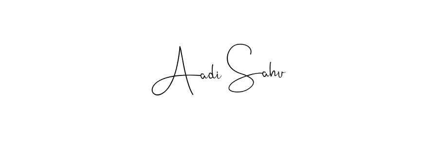 How to make Aadi Sahu name signature. Use Andilay-7BmLP style for creating short signs online. This is the latest handwritten sign. Aadi Sahu signature style 4 images and pictures png