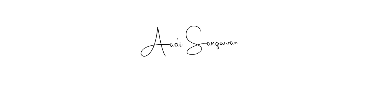 How to make Aadi Sangawar name signature. Use Andilay-7BmLP style for creating short signs online. This is the latest handwritten sign. Aadi Sangawar signature style 4 images and pictures png