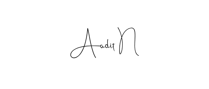 How to make Aadit N name signature. Use Andilay-7BmLP style for creating short signs online. This is the latest handwritten sign. Aadit N signature style 4 images and pictures png