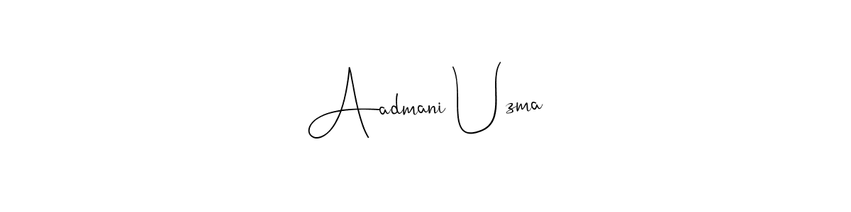 if you are searching for the best signature style for your name Aadmani Uzma. so please give up your signature search. here we have designed multiple signature styles  using Andilay-7BmLP. Aadmani Uzma signature style 4 images and pictures png