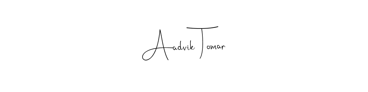 How to make Aadvik Tomar name signature. Use Andilay-7BmLP style for creating short signs online. This is the latest handwritten sign. Aadvik Tomar signature style 4 images and pictures png
