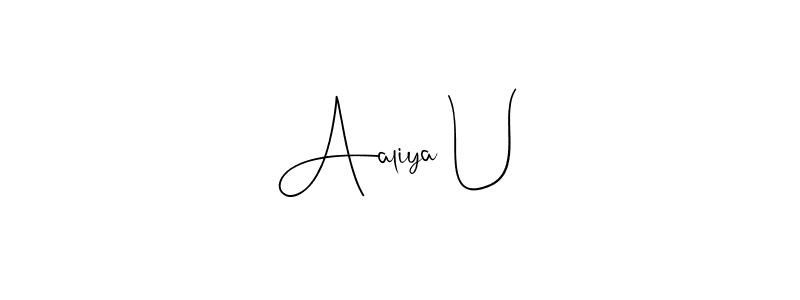 Also You can easily find your signature by using the search form. We will create Aaliya U name handwritten signature images for you free of cost using Andilay-7BmLP sign style. Aaliya U signature style 4 images and pictures png