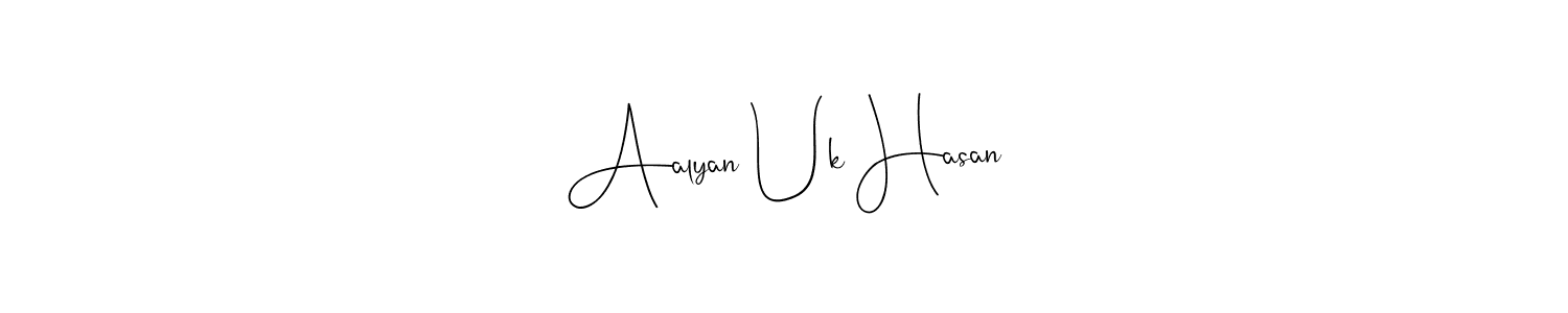 if you are searching for the best signature style for your name Aalyan Uk Hasan. so please give up your signature search. here we have designed multiple signature styles  using Andilay-7BmLP. Aalyan Uk Hasan signature style 4 images and pictures png