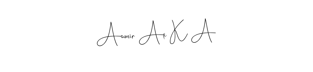 Also You can easily find your signature by using the search form. We will create Aamir Ali K A name handwritten signature images for you free of cost using Andilay-7BmLP sign style. Aamir Ali K A signature style 4 images and pictures png