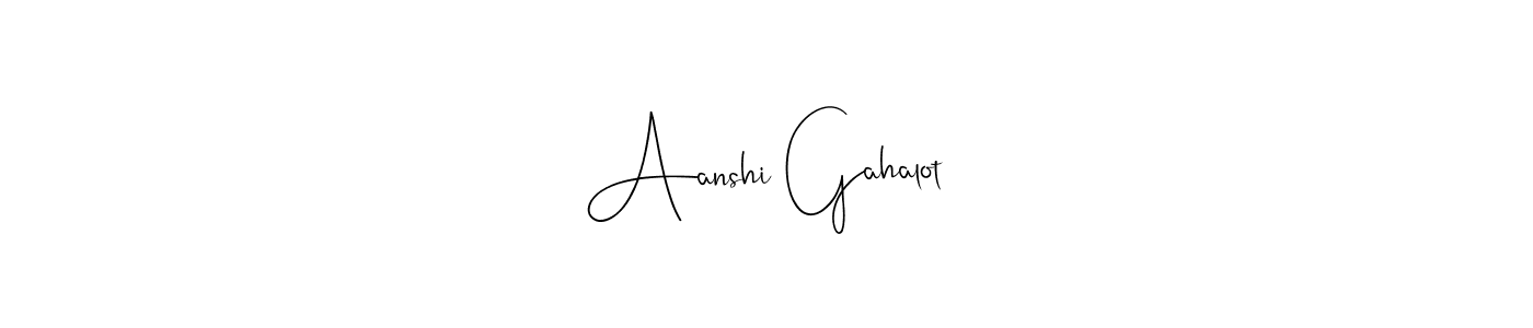 The best way (Andilay-7BmLP) to make a short signature is to pick only two or three words in your name. The name Aanshi Gahalot include a total of six letters. For converting this name. Aanshi Gahalot signature style 4 images and pictures png