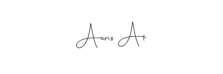 How to make Aariz Ali name signature. Use Andilay-7BmLP style for creating short signs online. This is the latest handwritten sign. Aariz Ali signature style 4 images and pictures png