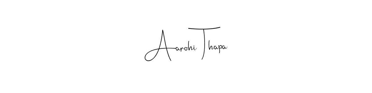 The best way (Andilay-7BmLP) to make a short signature is to pick only two or three words in your name. The name Aarohi Thapa include a total of six letters. For converting this name. Aarohi Thapa signature style 4 images and pictures png