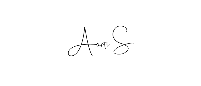 How to make Aarti S name signature. Use Andilay-7BmLP style for creating short signs online. This is the latest handwritten sign. Aarti S signature style 4 images and pictures png