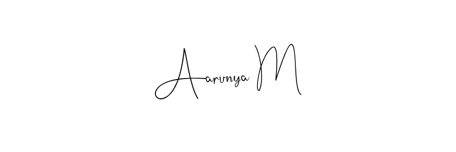 How to make Aarunya M signature? Andilay-7BmLP is a professional autograph style. Create handwritten signature for Aarunya M name. Aarunya M signature style 4 images and pictures png