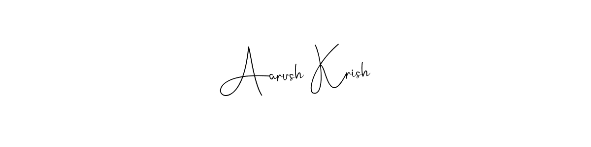 The best way (Andilay-7BmLP) to make a short signature is to pick only two or three words in your name. The name Aarush Krish include a total of six letters. For converting this name. Aarush Krish signature style 4 images and pictures png