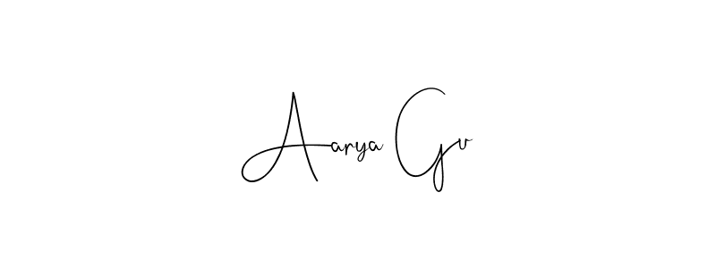 How to make Aarya Gu name signature. Use Andilay-7BmLP style for creating short signs online. This is the latest handwritten sign. Aarya Gu signature style 4 images and pictures png