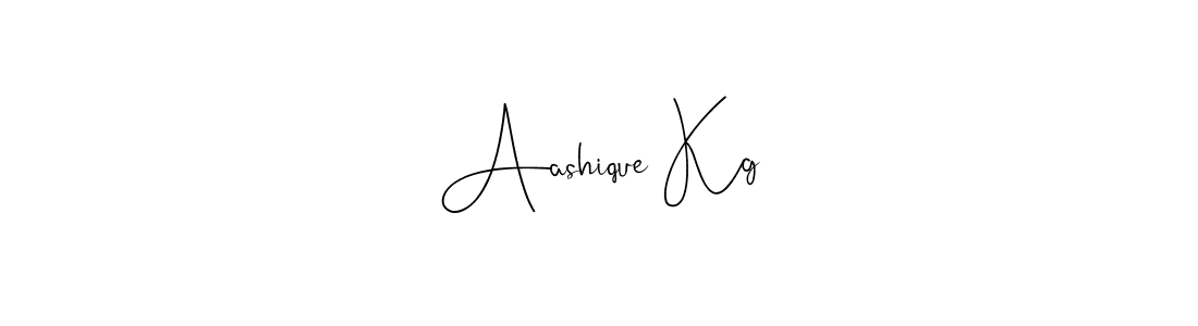 How to make Aashique Kg name signature. Use Andilay-7BmLP style for creating short signs online. This is the latest handwritten sign. Aashique Kg signature style 4 images and pictures png