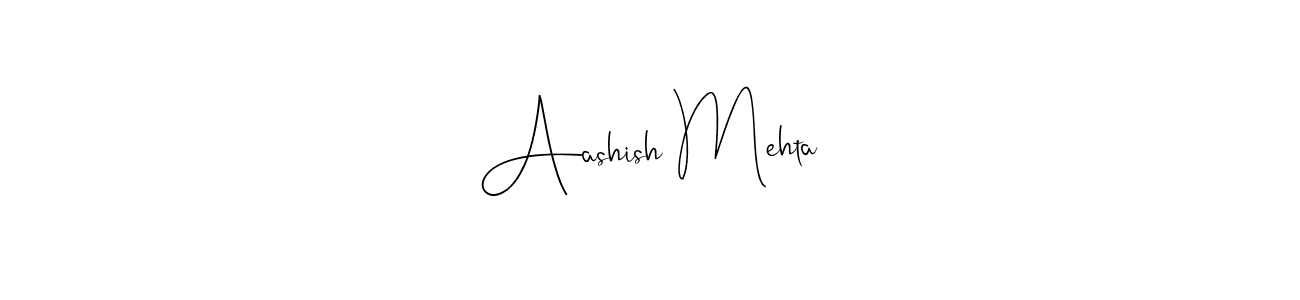 How to make Aashish Mehta name signature. Use Andilay-7BmLP style for creating short signs online. This is the latest handwritten sign. Aashish Mehta signature style 4 images and pictures png