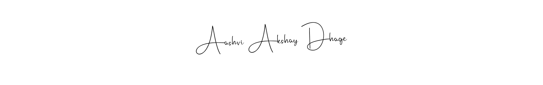 Andilay-7BmLP is a professional signature style that is perfect for those who want to add a touch of class to their signature. It is also a great choice for those who want to make their signature more unique. Get Aashvi Akshay Dhage name to fancy signature for free. Aashvi Akshay Dhage signature style 4 images and pictures png
