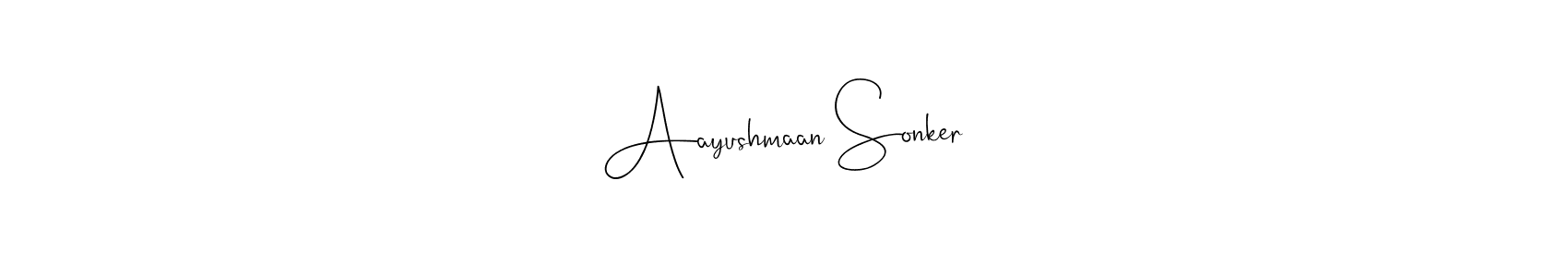 if you are searching for the best signature style for your name Aayushmaan Sonker. so please give up your signature search. here we have designed multiple signature styles  using Andilay-7BmLP. Aayushmaan Sonker signature style 4 images and pictures png