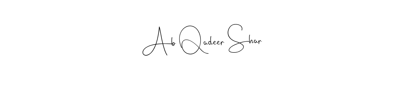 This is the best signature style for the Ab Qadeer Shar name. Also you like these signature font (Andilay-7BmLP). Mix name signature. Ab Qadeer Shar signature style 4 images and pictures png