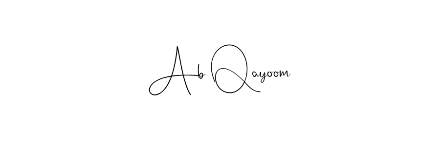 How to make Ab Qayoom name signature. Use Andilay-7BmLP style for creating short signs online. This is the latest handwritten sign. Ab Qayoom signature style 4 images and pictures png