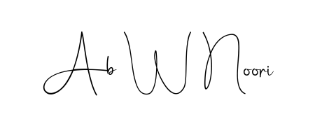 Practice writing Ab W Noori with the flow of Andilay-7BmLP lettering. A fantastic source of inspiration for developing your personal signature style. Ab W Noori signature style 4 images and pictures png