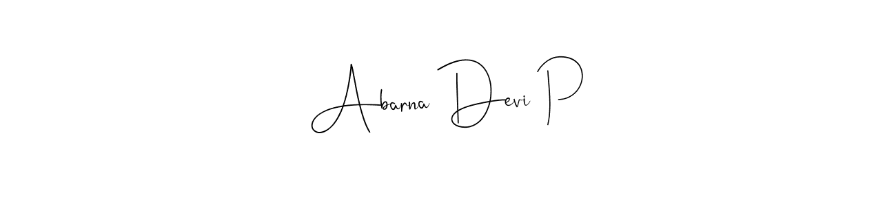 You can use this online signature creator to create a handwritten signature for the name Abarna Devi P. This is the best online autograph maker. Abarna Devi P signature style 4 images and pictures png