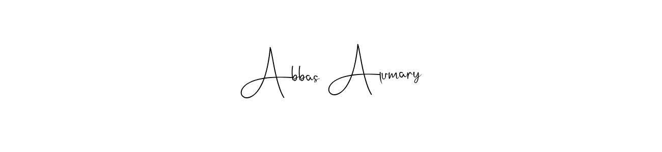 How to make Abbas Alumary name signature. Use Andilay-7BmLP style for creating short signs online. This is the latest handwritten sign. Abbas Alumary signature style 4 images and pictures png